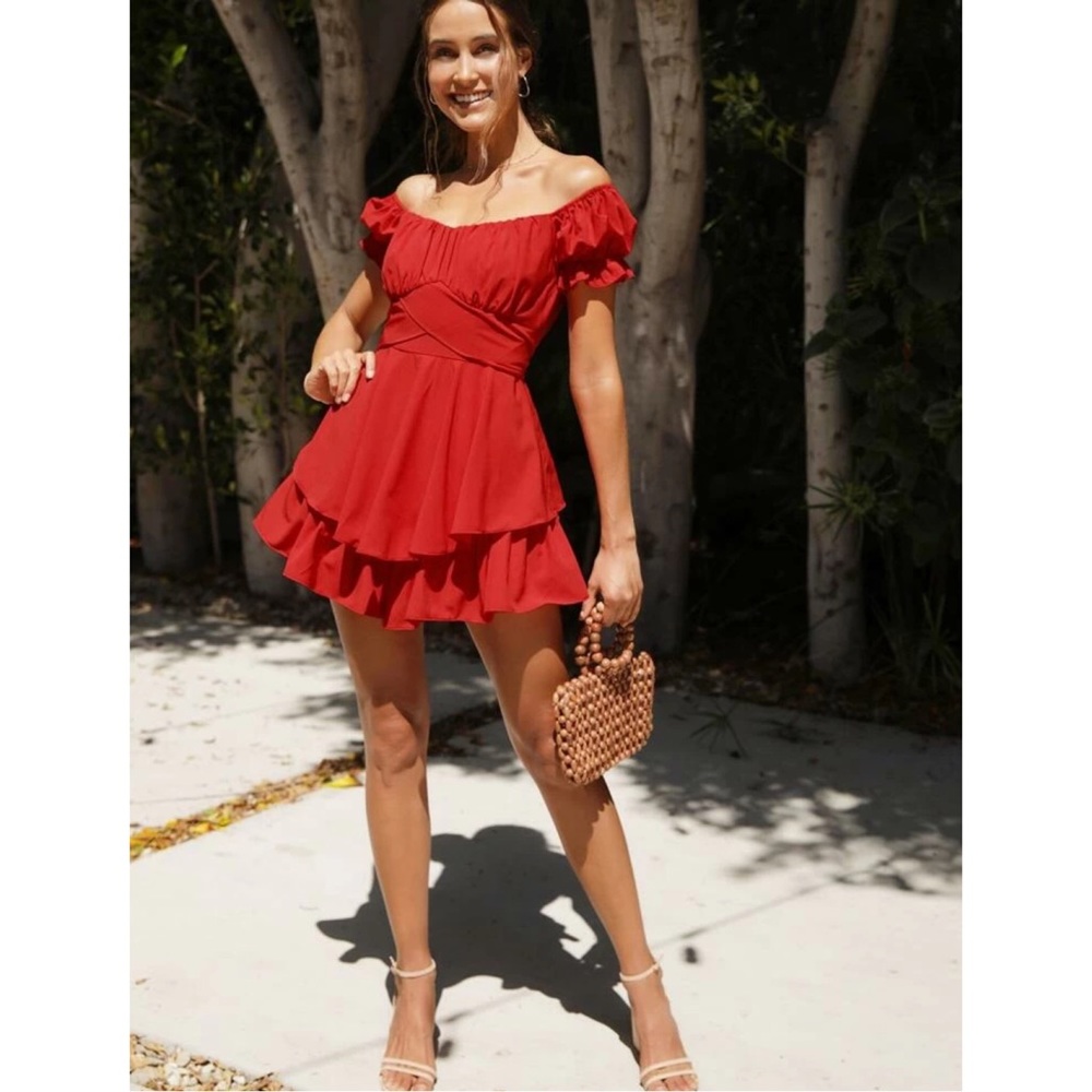 Red Off The Shoulder Romper